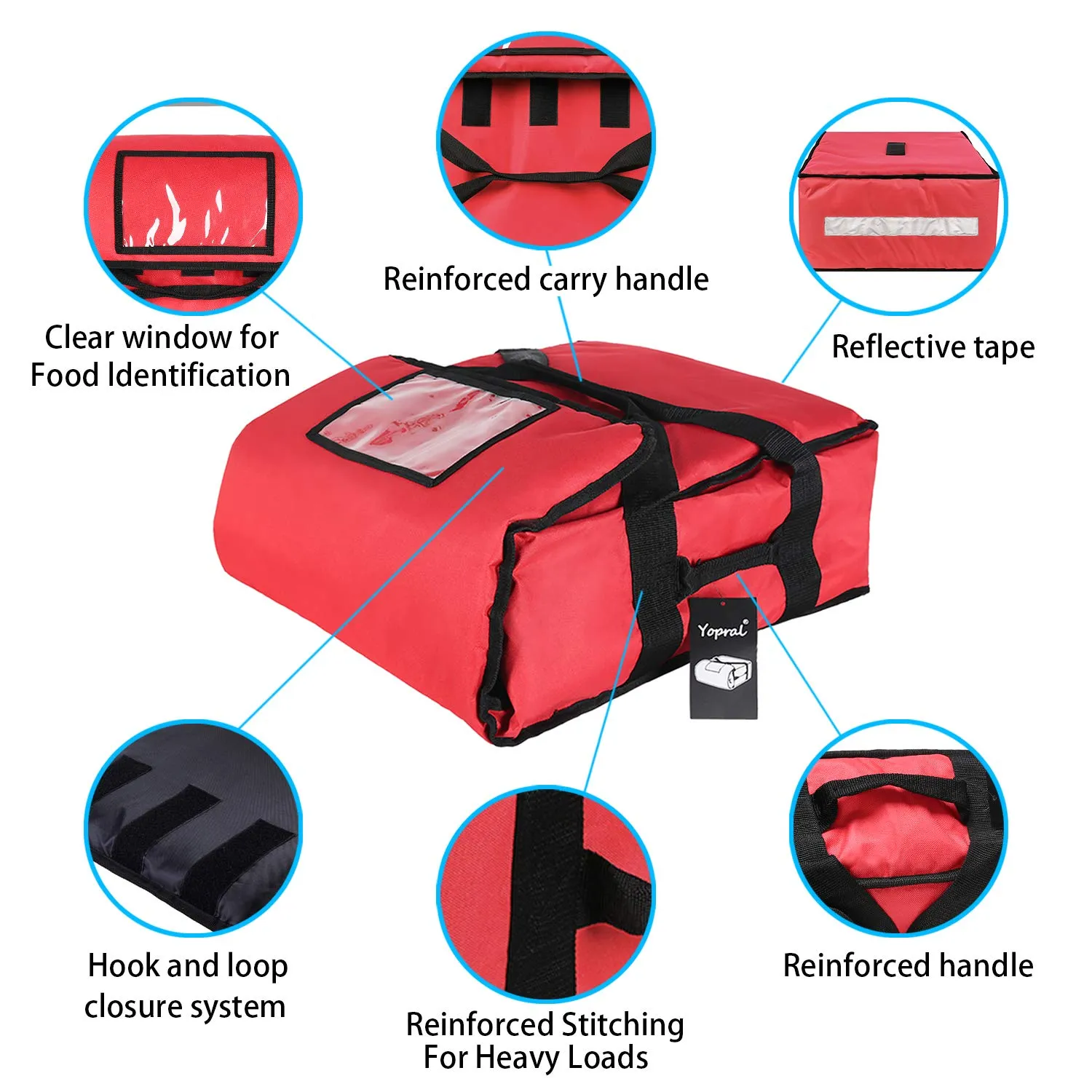 Insulated Pizza Bag Thermal Pizza & Food Delivery Bags Commercial Professional Warmer Carrier Pizza Boxes Moisture Free for 2-16" or 2-18"(Red)