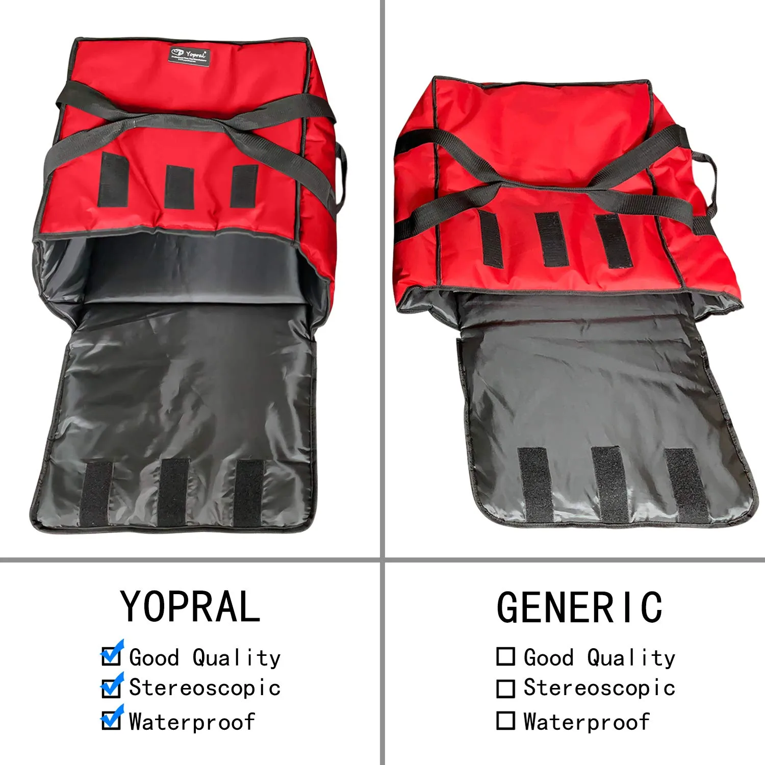 Insulated Pizza Bag Thermal Pizza & Food Delivery Bags Commercial Professional Warmer Carrier Pizza Boxes Moisture Free for 2-16" or 2-18"(Red)