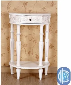 International Caravan Furniture Piece Carved Small 1/2 Moon 2-Tier Wall Table