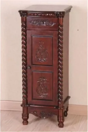 International Caravan Furniture Piece Carved Wood 1 Drawer/1 Door Tall Cabinet
