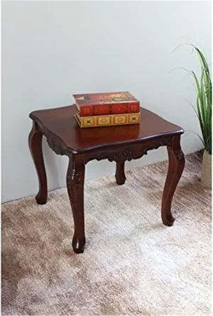 International Caravan Furniture Piece Carved Wood Square End Table