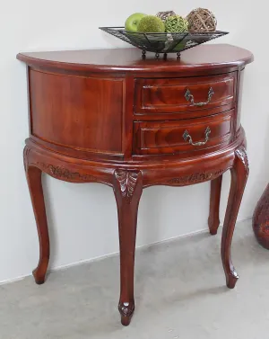 International Caravan Hand Carved Wood Half-Moon 2-Drawer Console Table