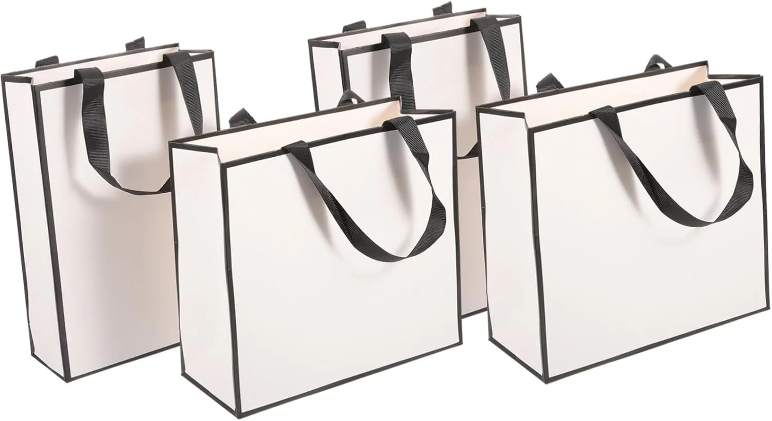 Ipetboom 4pcs Paper Bag Jewelry Packaging Sack Strong Rope Handle Portable Flat Bottom Design for Shopping Parties