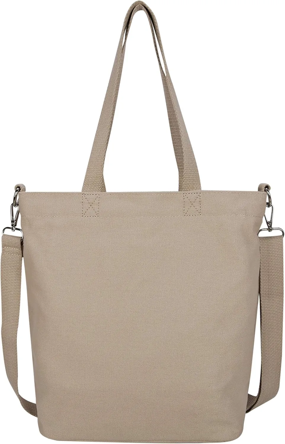 Iswee Canvas Tote Bag with Zipper Multi Pockets Tote Purse for Women Fashion Crossbody Tote Shoulder Bag Handbag Everyday Bag