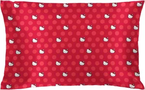 Jay Franco Satin Pillowcase - Standard Size 20x30 Inch Silky Soft Premium Pillow Cover, Red - Hello Kitty