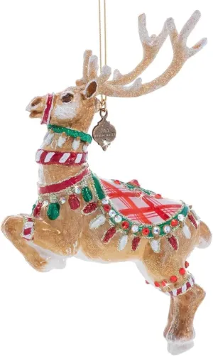 Jay Strongwater Donner Reindeer Glass Ornament - SDH20053-250