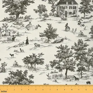 jejeloiu Kids Vintage French Country Fabric by The Yard 2 Yards Western Upholstery Fabric for Chairs Outdoor Fabric Farmhouse Farm Decorative Waterproof Outdoor Fabric Outdoor Fabric