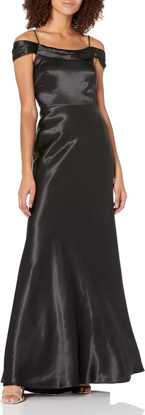 Jenny Yoo Women's Serena Draped Off The Shoulder Satin Crepe Gown