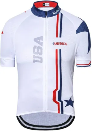 JPOJPO USA Cycling Jersey Men Short Sleeve Bike Shirts Biking Jersey Summer American Bicycle Tops with 3 Pockets Reflective
