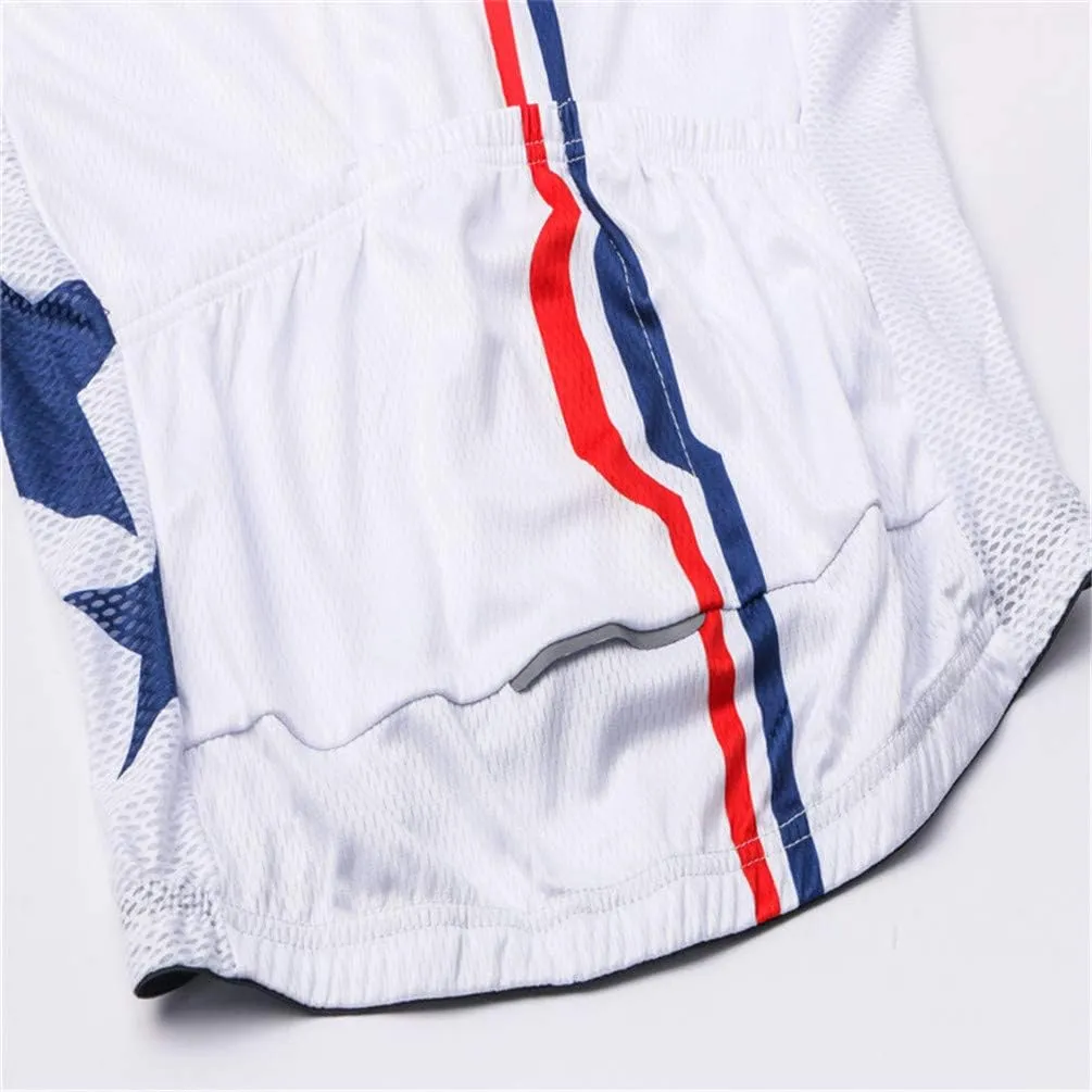JPOJPO USA Cycling Jersey Men Short Sleeve Bike Shirts Biking Jersey Summer American Bicycle Tops with 3 Pockets Reflective