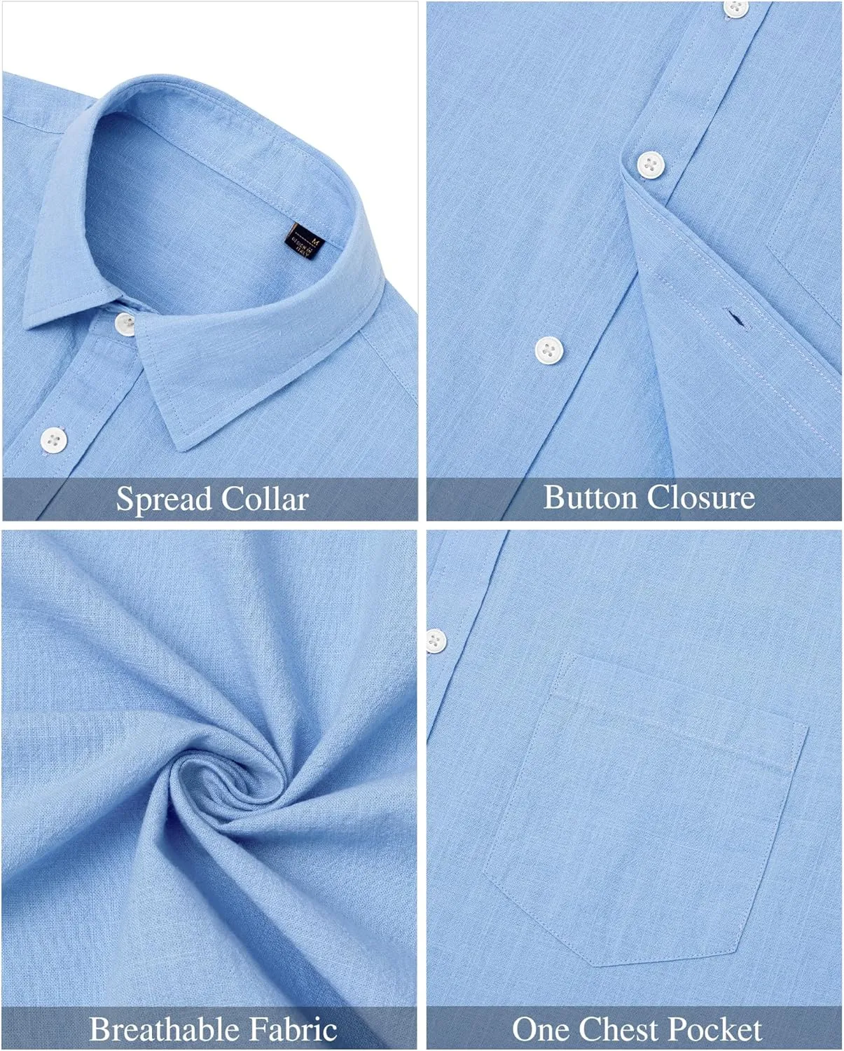 J.VER Men's Cotton Linen Short Sleeve Shirts Casual Lightweight Button Down Shirts Vacation Beach Summer Tops with Pocket