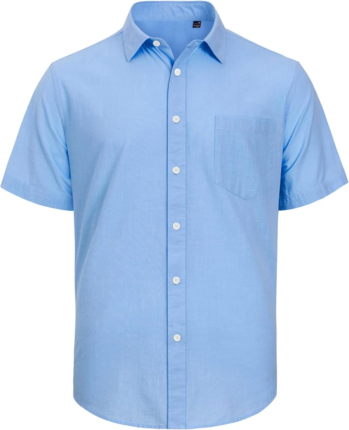 J.VER Men's Cotton Linen Short Sleeve Shirts Casual Lightweight Button Down Shirts Vacation Beach Summer Tops with Pocket