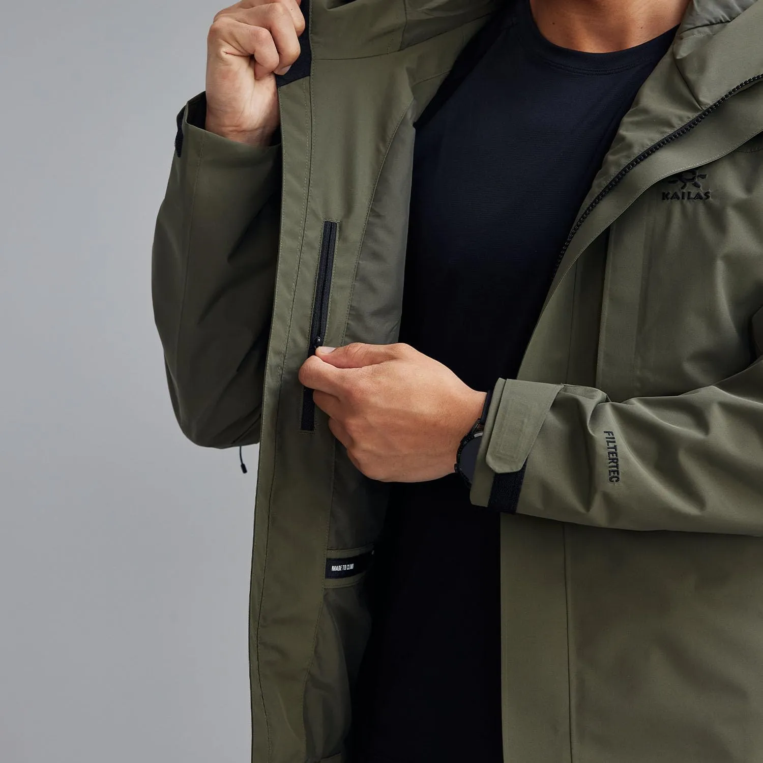 KAILAS Men's Hiking Shell Jacket Lightweight Waterproof Hooded Running Jacket Rain Jacket Outdoor Raincoat