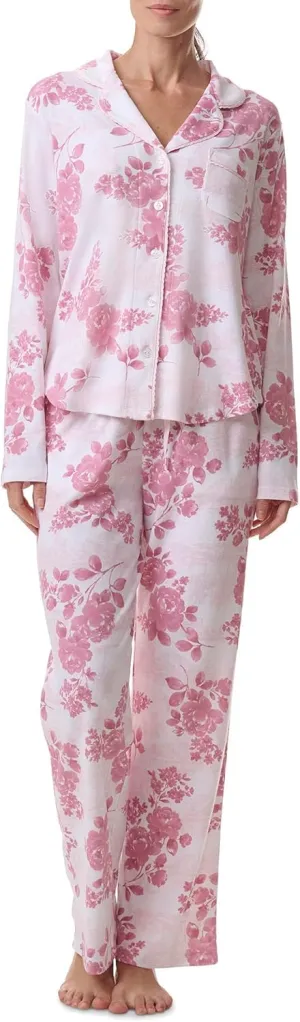 Karen Neuburger Women's Long Sleeve Girlfriend Pajama Set with Satin Picot