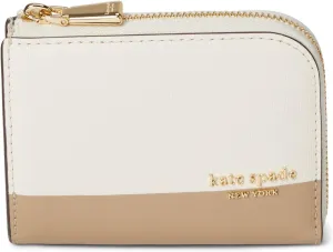 kate spade new york Devin Colorblocked Saffiano Leather Zip Card Case, Timeless Taupe Multi