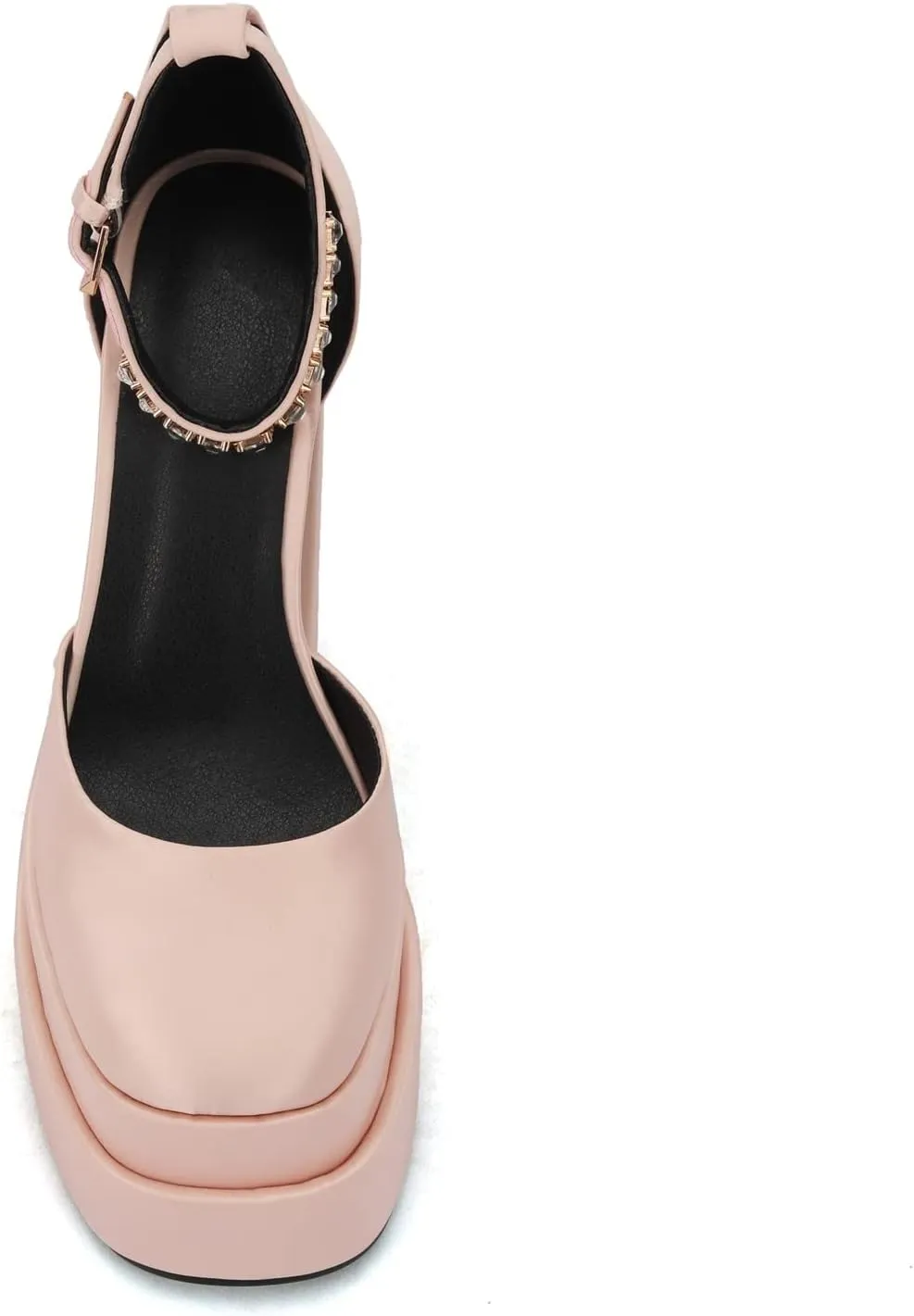 keleimusi Strappy Platform Pumps Lace-Up Square Toe Patent Leather High Blocked Chunky Sandals for Women