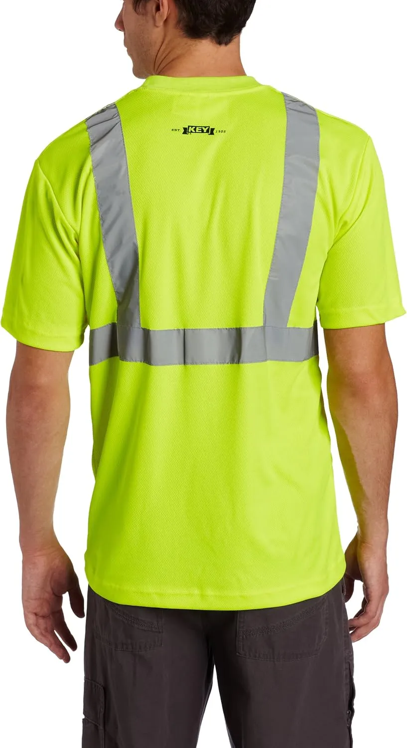 Key Industries Men's Big & Tall Class 3 Hi-Visibility Short Sleeve Pocket T