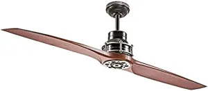 Kichler Lighting 56-in Satin Black with Antique Pewter Accents Downrod Mount Indoor Ceiling Fan with Remote (2-Blade)