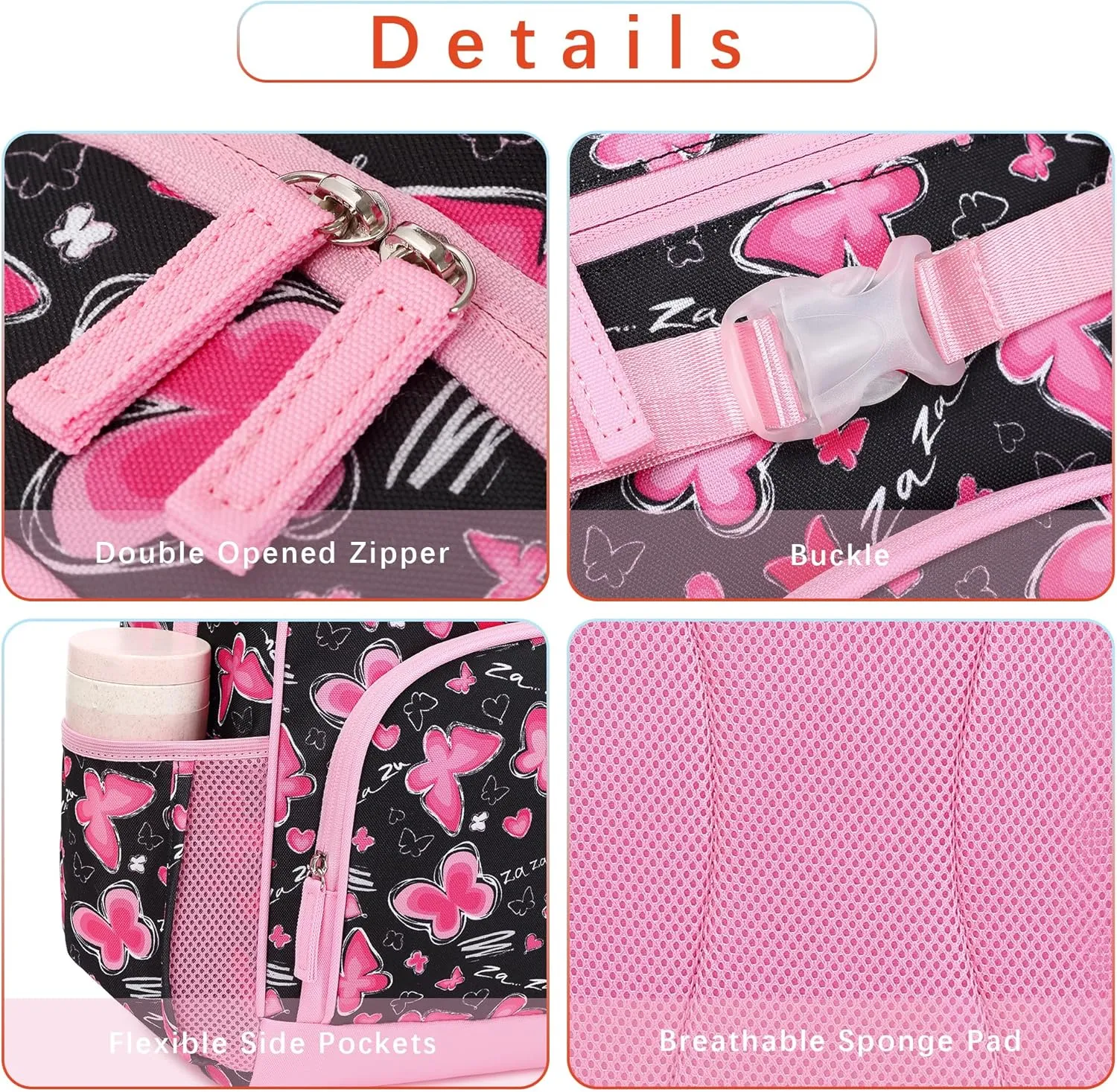 Kids Backpacks for Girls Ages 6-8 Elementary School Bookbag Cute Butterfly Girls Backpacks Ages 8-10 (Pink Butterfly)