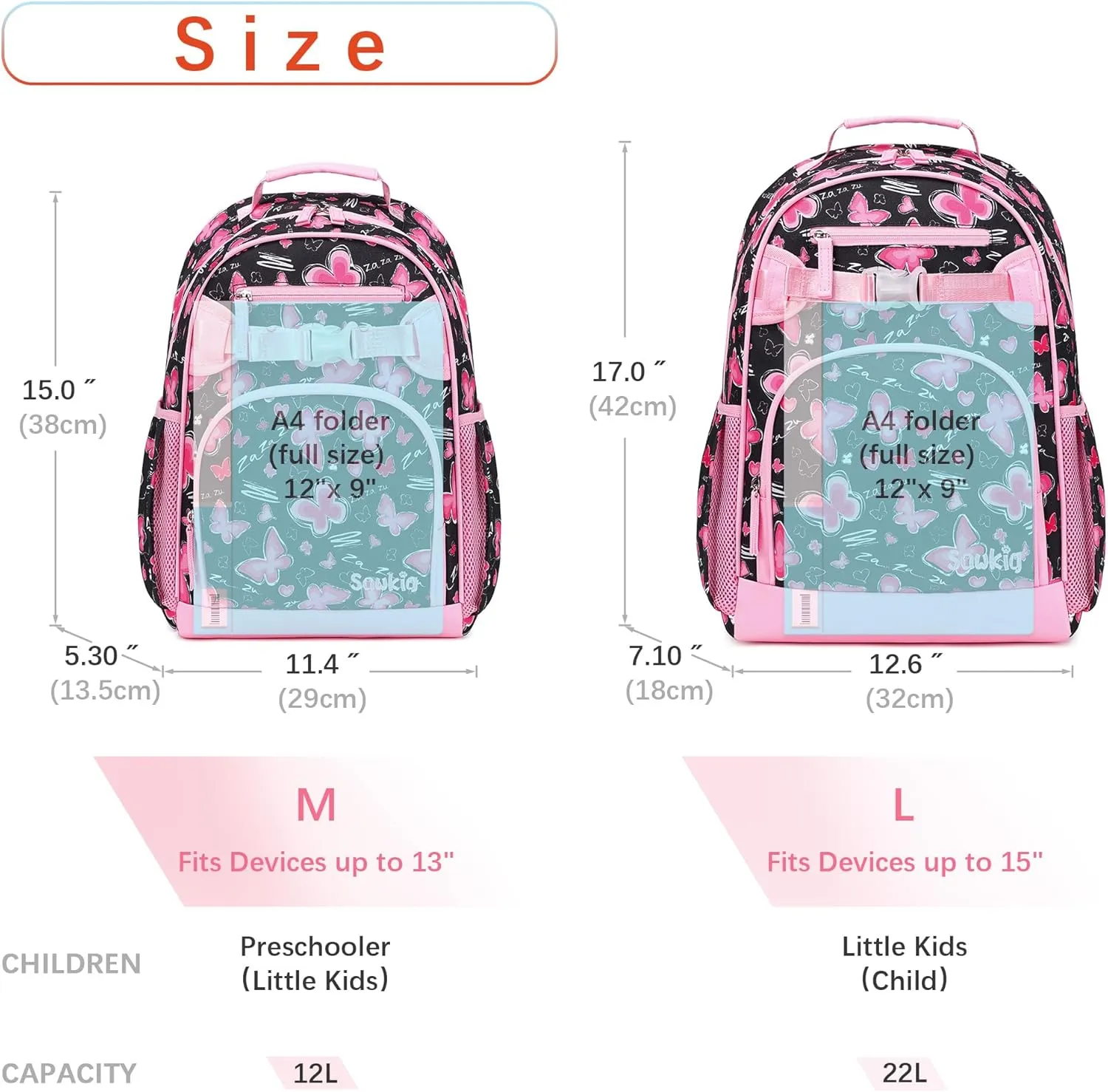 Kids Backpacks for Girls Ages 6-8 Elementary School Bookbag Cute Butterfly Girls Backpacks Ages 8-10 (Pink Butterfly)