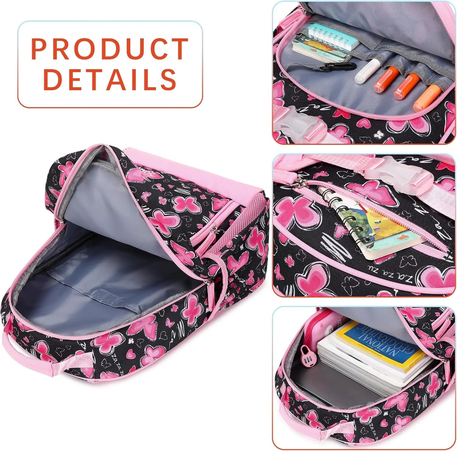 Kids Backpacks for Girls Ages 6-8 Elementary School Bookbag Cute Butterfly Girls Backpacks Ages 8-10 (Pink Butterfly)