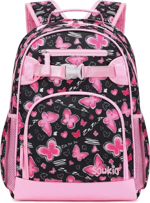 Kids Backpacks for Girls Ages 6-8 Elementary School Bookbag Cute Butterfly Girls Backpacks Ages 8-10 (Pink Butterfly)
