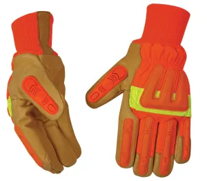 KINCO 1938KWA-XXL Men's Impact Protection High Visibility Lined Pigskin Gloves, Safety, XX-Large, Orange