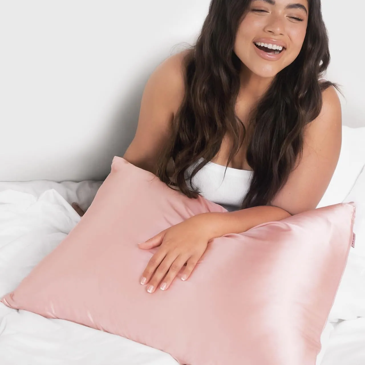 Kitsch Satin Pillowcase with Zipper for Hair & Skin, Softer Than Silk Pillow Cases Queen, Wrinkle-Free, Smooth and Cooling Satin Pillow Covers, Standard Size 19"x26" - Blush, 2pcs