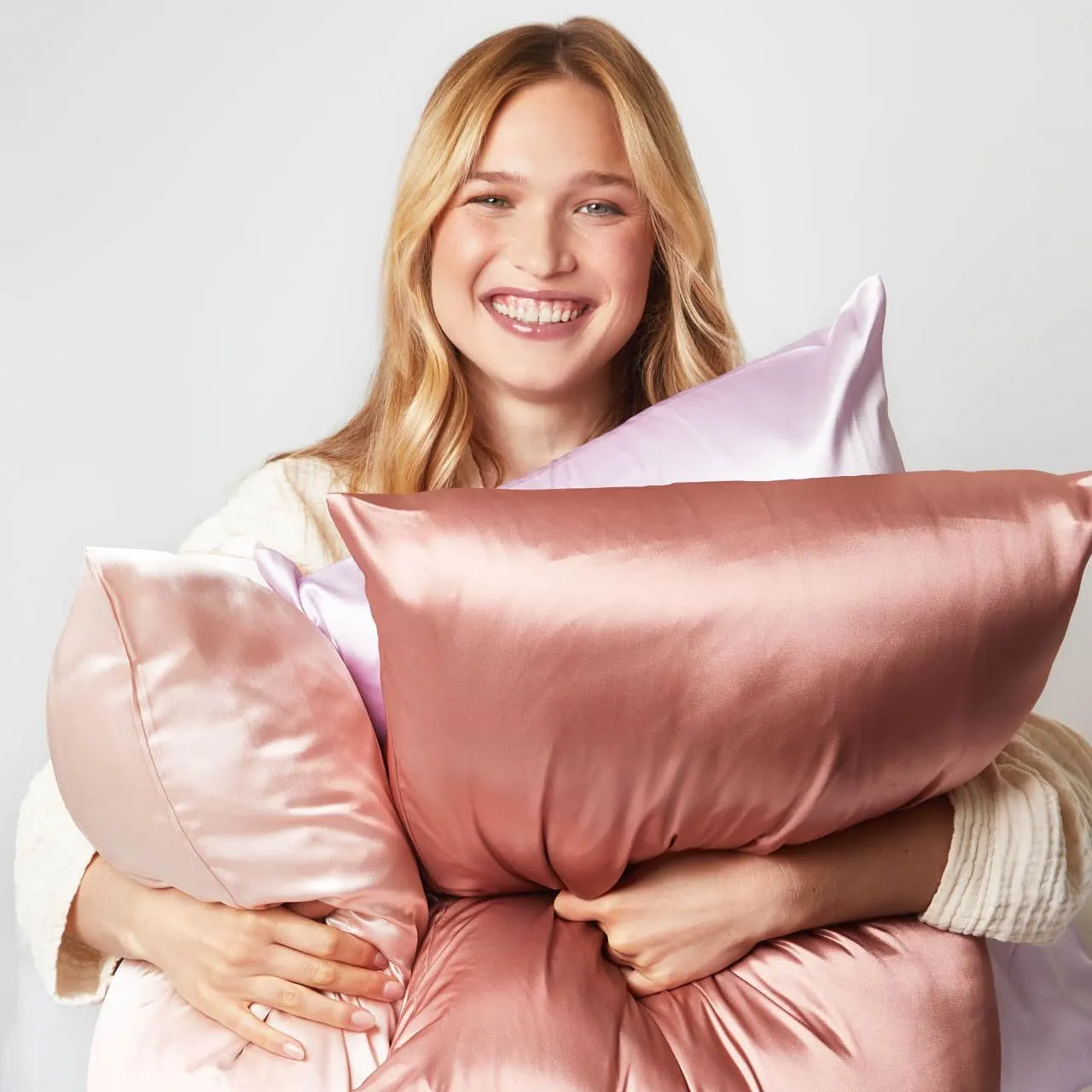 Kitsch Satin Pillowcase with Zipper for Hair & Skin, Softer Than Silk Pillow Cases Queen, Wrinkle-Free, Smooth and Cooling Satin Pillow Covers, Standard Size 19"x26" - Blush, 2pcs