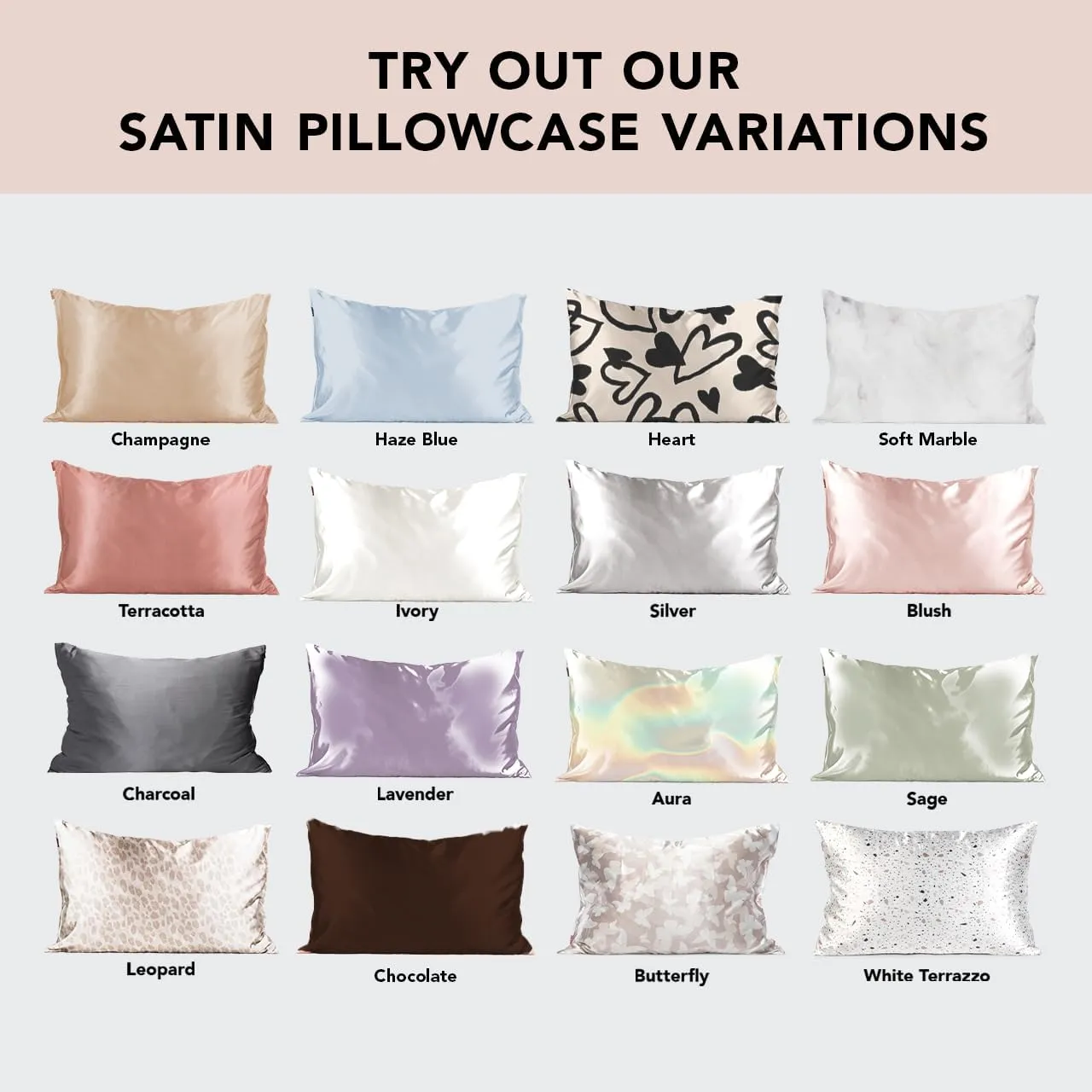 Kitsch Satin Pillowcase with Zipper for Hair & Skin, Softer Than Silk Pillow Cases Queen, Wrinkle-Free, Smooth and Cooling Satin Pillow Covers, Standard Size 19"x26" - Blush, 2pcs