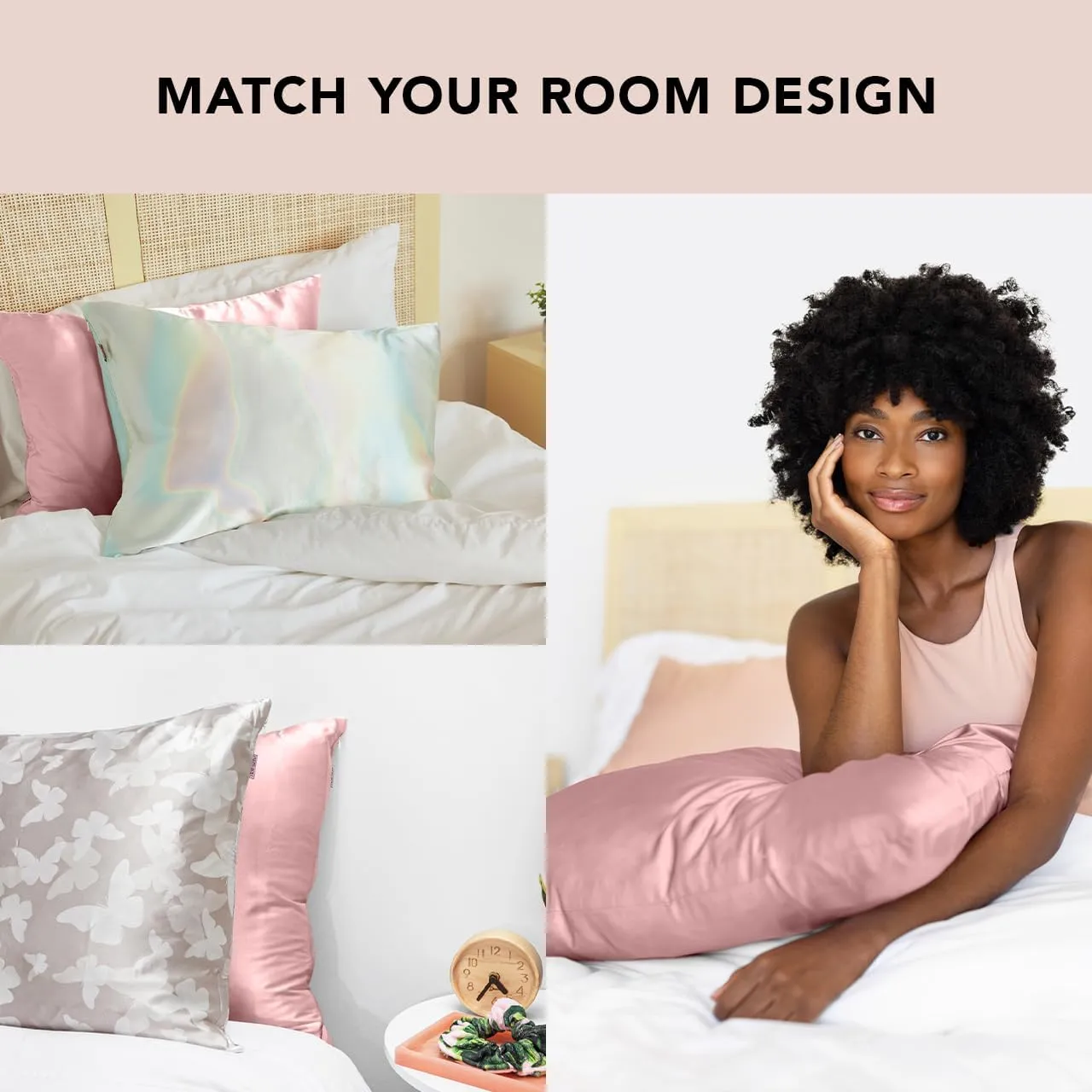 Kitsch Satin Pillowcase with Zipper for Hair & Skin, Softer Than Silk Pillow Cases Queen, Wrinkle-Free, Smooth and Cooling Satin Pillow Covers, Standard Size 19"x26" - Blush, 2pcs