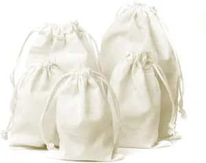 Knitial 3"x4" Natural Cotton Muslin Drawstring Bags Multipurpose 25 Bag Pack