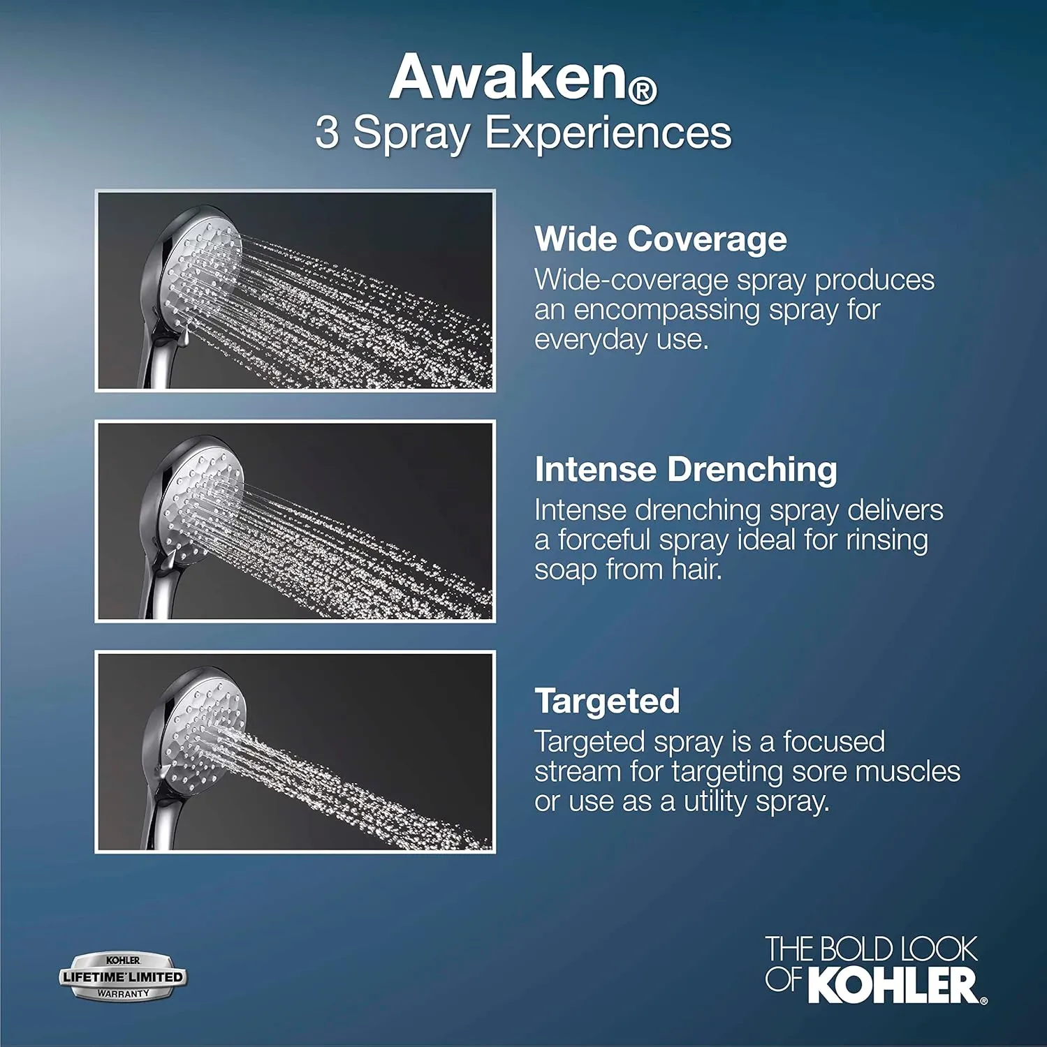 KOHLER 98361-G-BN Awaken G90 Multi-Function Handshower Kit, Handheld Shower Head with 24" Slidebar and 60" Hose, Vibrant Brushed Nickel