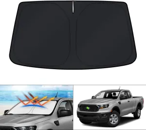KUST Custom Fit Windshield Sun Shade for Ford Ranger Accessories 2019-2024 2025 Window Shade Foldable Sun Visor Protector Blocks UV Rays Keep Your Car Cooler