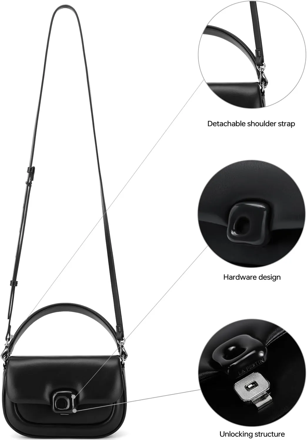 LAFESTIN Split Leather Small Crossbody Bags For Women With Adjustable Strap And Handle Versatile Womens Purses And Handbags