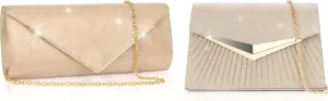 Larcenciel Clutch Purses for Women, Sparkling Envelope Evening Bag with Detachable Chain