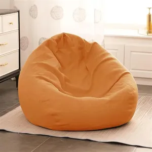 Large Small Lazy Sofa Cover Chairs Without Filler Linen Cloth Lounger Seat Bean Bag Pouf Puff Couch Tatami Living Room Bedroom (Color : Khaki, Size : 80x90cm)