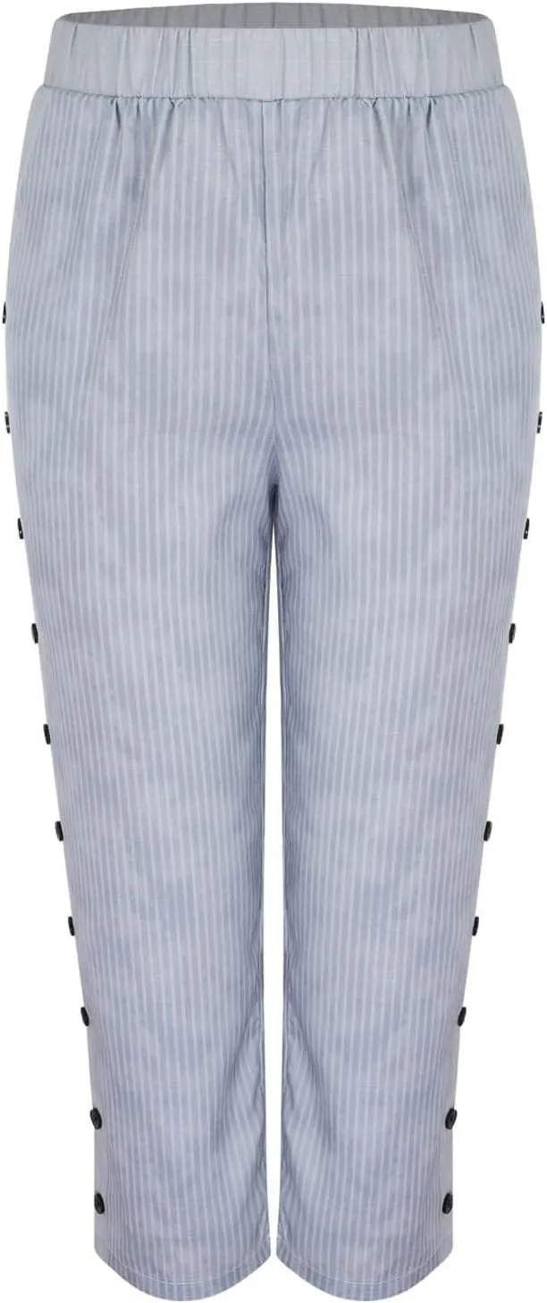 LCMTWX Petite Linen Pants Waist Pants Drawstring Capri Pants with Pockets Wide Leg Cropped Pants for Women Linen Pant