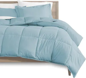 Light Blue Oversized King Size 2 Piece-Duvet Cover with Comforter 100% Egyptian Cotton Zipper Quilt Cover with Extra Fluffy Baffle Box Comforter(2 Piece-Duvet Cover Comforter)