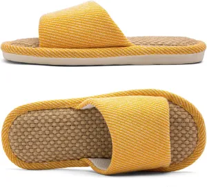 Linen and Cloth Slippers Indoor House Slippers All Seasons Silent Slippers Unisex Blue EU 39-40