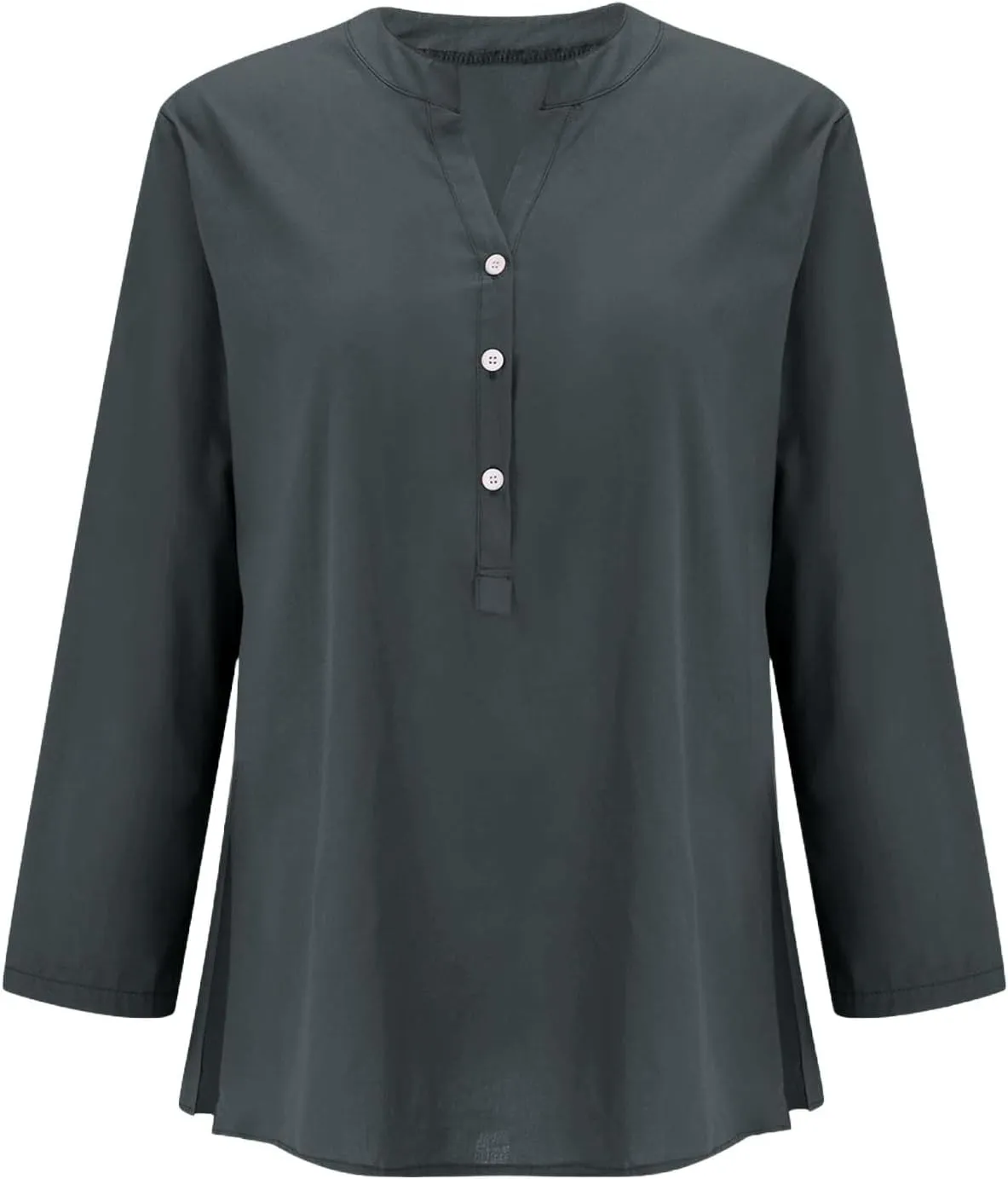 Linen Shirts for Women Button Down Shirts Short Sleeve Cotton Collared V Neck Solid Casual Blouses with Pockets