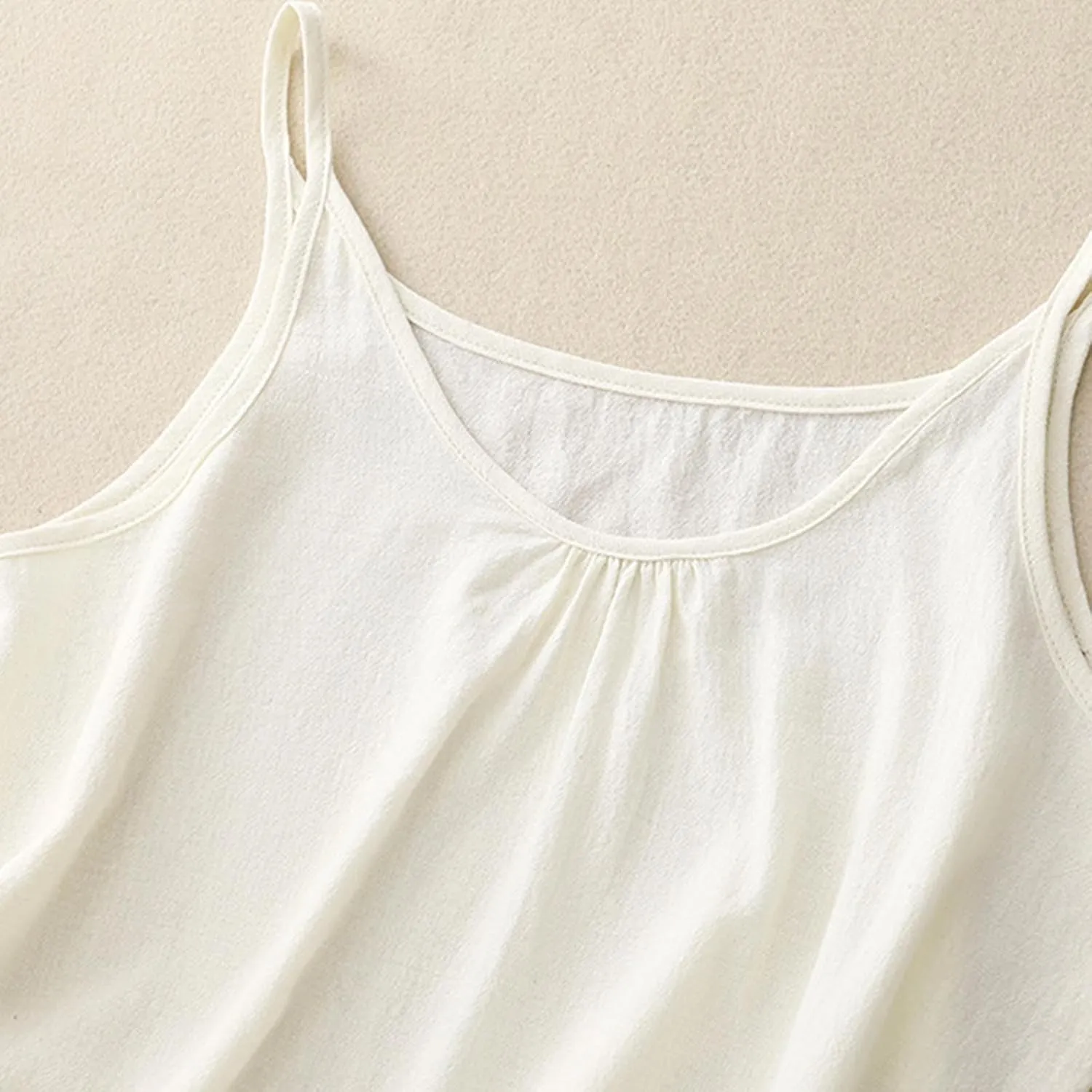 Linen Sleeveless Tops for Women Pleated Spaghetti Strap Tank Tops Women Loose Fit Camisole Summer 2025 Casual Shirts
