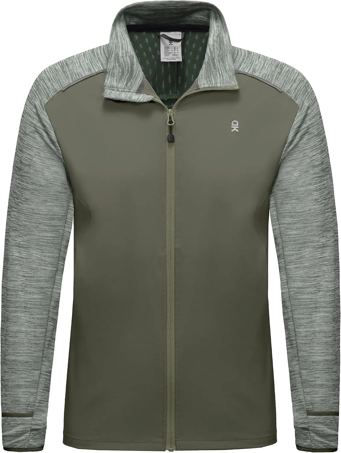 Little Donkey Andy Men's Quick Dry Warm Lightweight Running Jacket Full Zip Thermal Hybrid Thumbholes Golf Track Jacket