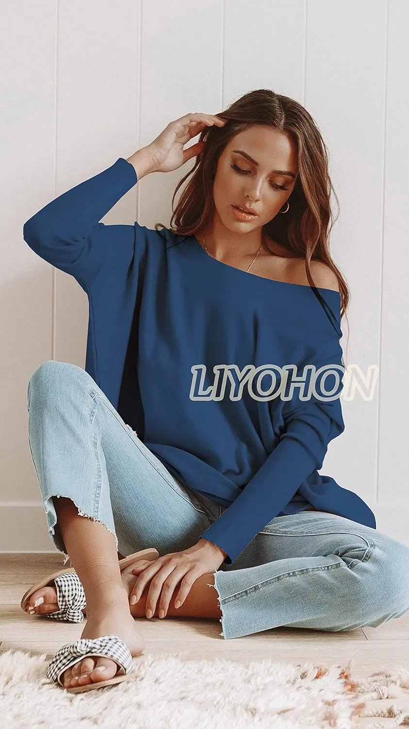LIYOHON Oversized T Shirts for Women Tunic Tops to Wear with Leggings Long Sleeve Fall Sweaters Dressy Tops