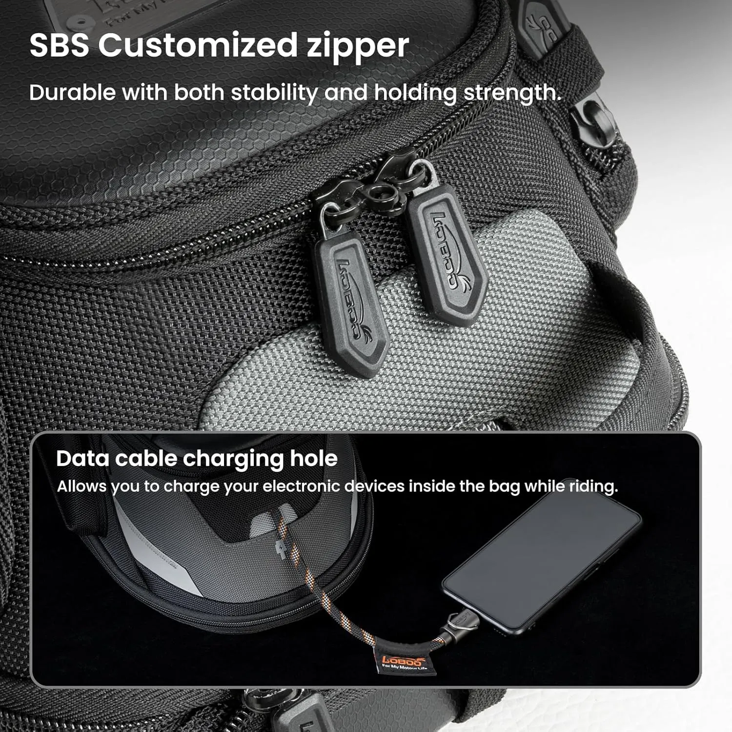Loboo Motorcycle Tank Bag Expandable Motorcycle Bag, Magnetic Suction Quick Release No Contact With The Paint Surface Of The Fuel Tank Will Not Damage The Paint Surface Compatible With BMW for DUCATI