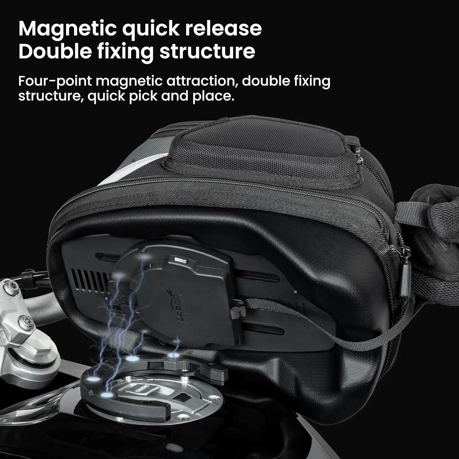Loboo Motorcycle Tank Bag Expandable Motorcycle Bag, Magnetic Suction Quick Release No Contact With The Paint Surface Of The Fuel Tank Will Not Damage The Paint Surface Compatible With BMW for DUCATI