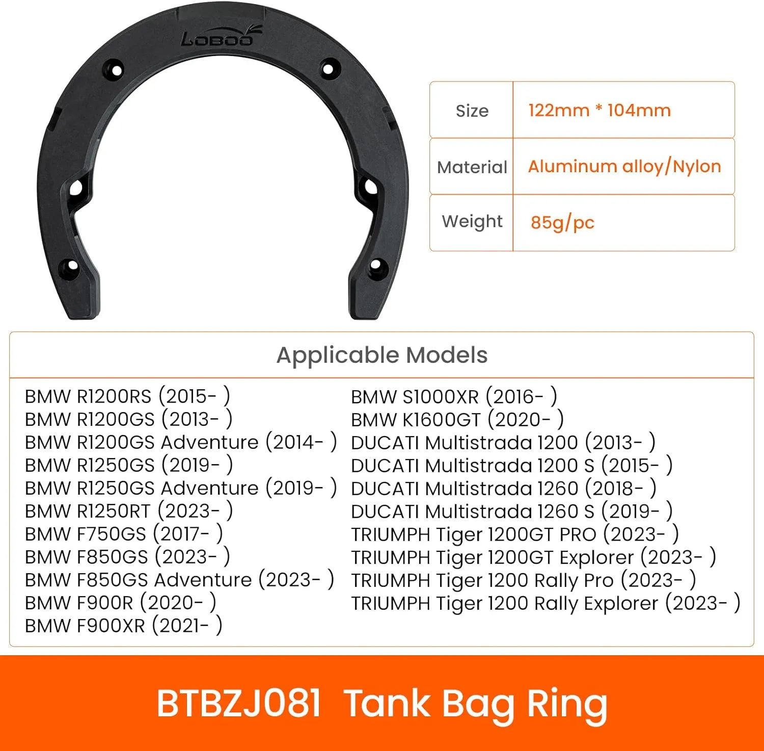 Loboo Motorcycle Tank Bag Expandable Motorcycle Bag, Magnetic Suction Quick Release No Contact With The Paint Surface Of The Fuel Tank Will Not Damage The Paint Surface Compatible With BMW for DUCATI