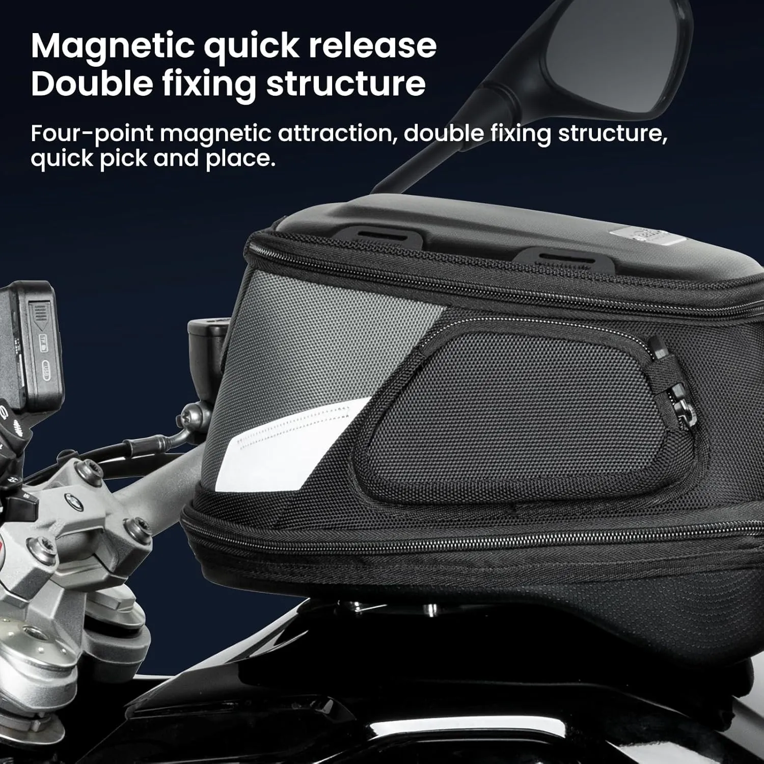 Loboo Motorcycle Tank Bag Expandable Motorcycle Bag, Magnetic Suction Quick Release No Contact With The Paint Surface Of The Fuel Tank Will Not Damage The Paint Surface Compatible With BMW for DUCATI