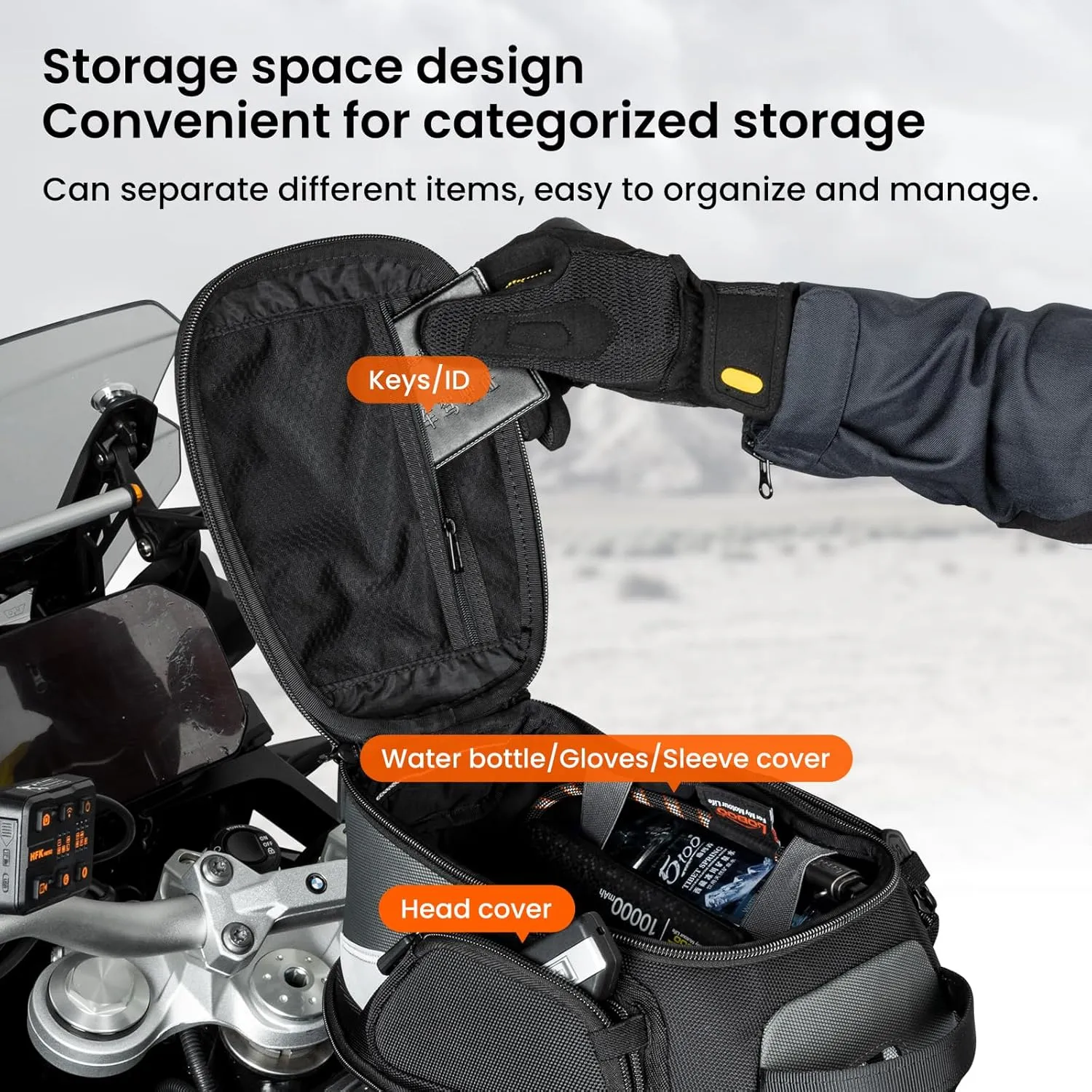 Loboo Motorcycle Tank Bag Expandable Motorcycle Bag, Magnetic Suction Quick Release No Contact With The Paint Surface Of The Fuel Tank Will Not Damage The Paint Surface Compatible With BMW for DUCATI