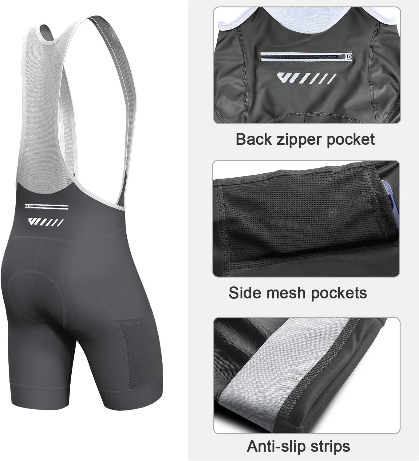 Logas Cycling Bib Shorts Men Cycling Shorts with Shoulder Straps Bike Biking Bibs with 4D Padding Breathable Quick-Dry